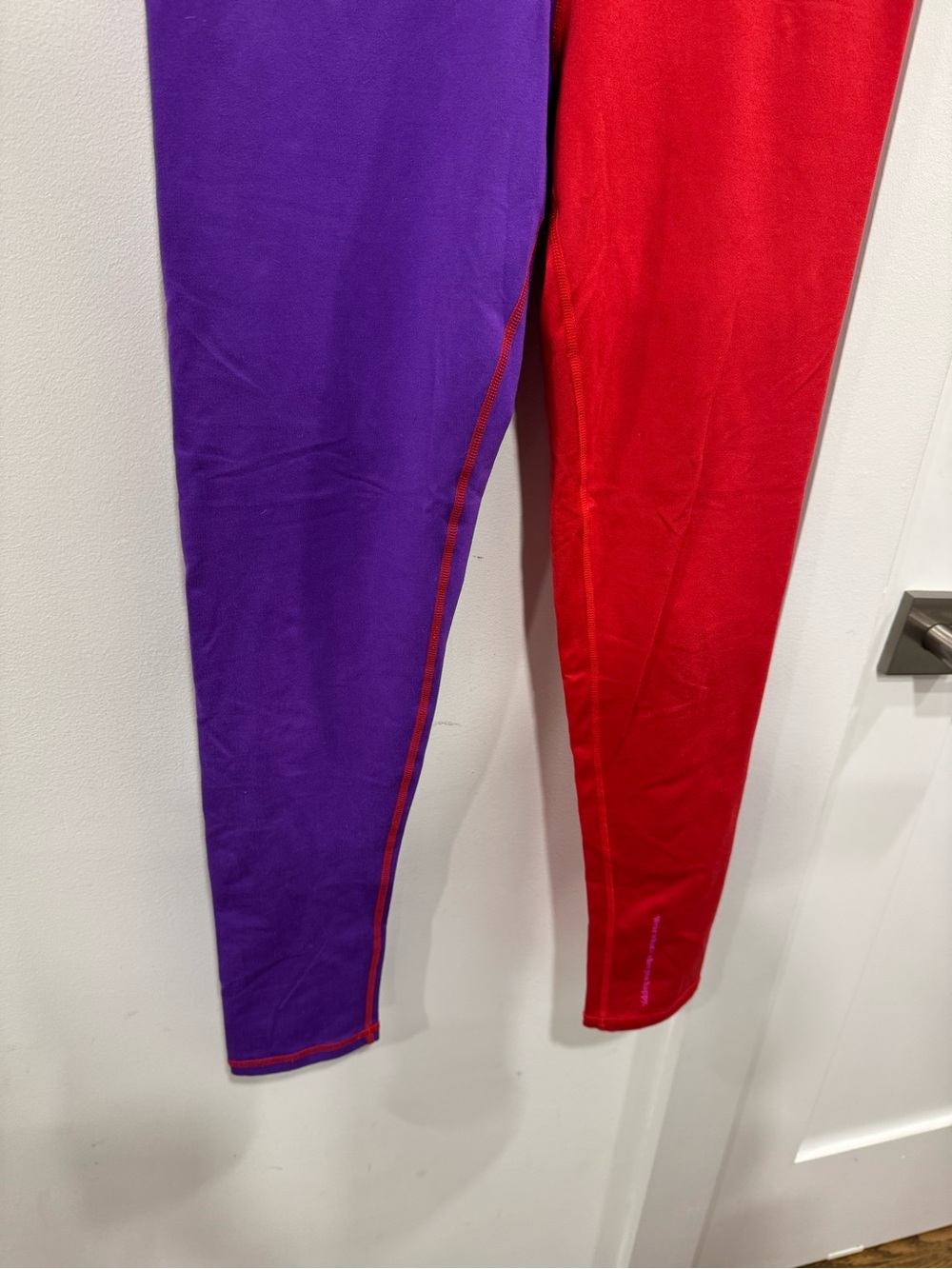 Terez Colorblock Purple & Coral High-Waist Leggings - Picture 5 of 8